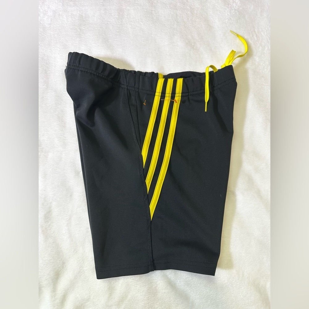 adidas Black Swim Jammers with Yellow Stripe Accents - Picture 2 of 4